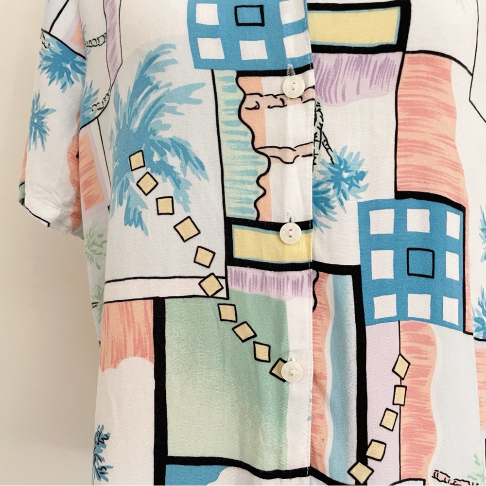 SOLD :: Vintage 90s Vacation Print Button Down Shirt - Picture 4 of 5